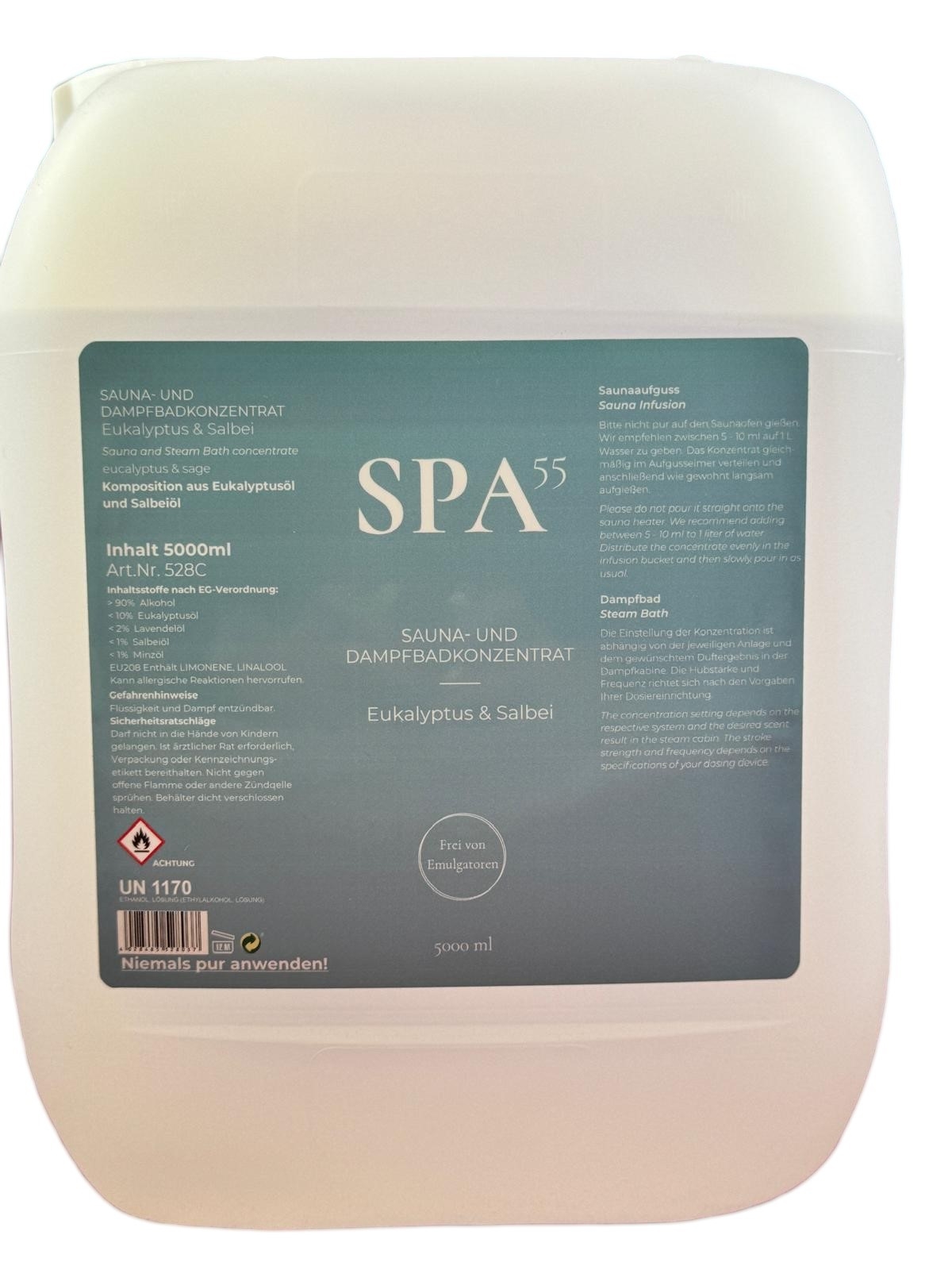 SPA55 Sauna-Dampfbad-Konzentrat Eukalyptus & Salbei 5L