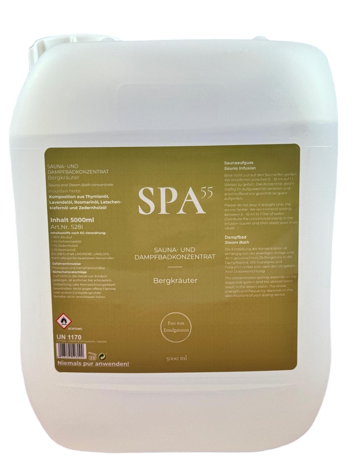 SPA55 Sauna-Dampfbad Konzentrat Bergkräuter 5L